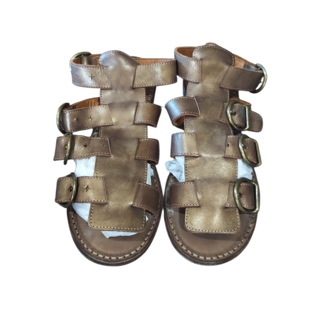 Fiorentini Baker Chunky Leather Metallic Gladiator Sandal With Leather Sole